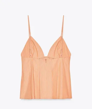 Zara Orange Striped Peplum Top thumbnail 3