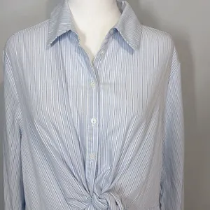 ASTR the Label striped poplin‎ wrap button down shirt tunic size XL BIN L thumbnail 2