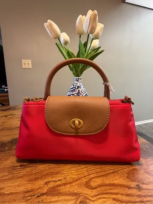 NWT Stunning Red & Tan 2-in-1 Convertible Crossbody Handbag | Chic Top Handle Ba thumbnail 7