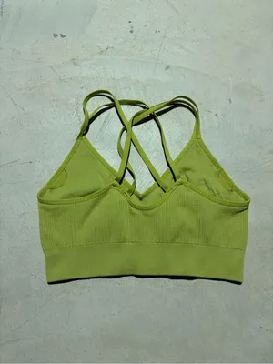 Aerie Green ribbed Strappy Bralette medium thumbnail 3