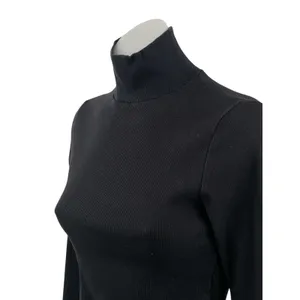 Reformation Davy Women's Black Turtleneck Long Sleeve Knit Crop Top Size M thumbnail 3