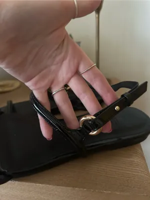J.Crew Audrey Sandals In Patent Leather Black NEW $128 Size 9 thumbnail 4