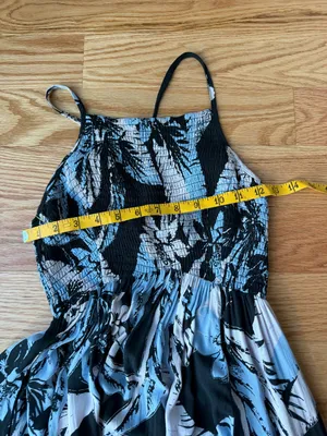 Free People Intimately Tropical Floral Smocked Halter Maxi Dress Black Blue S thumbnail 12
