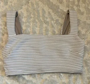 Lululemon White And Tan Striped Sports Bra Size 4 thumbnail 1