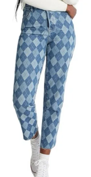 PacSun Eco Diamond Print High Waisted Straight Leg Jeans thumbnail 1