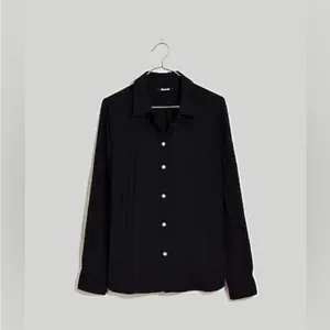 Madewell Black Crinkled Button-Up Shirt Size Medium thumbnail 5