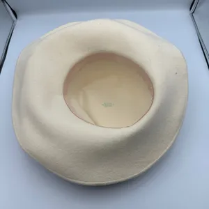 Vintage Joe Bill Miller Wool‎ Hat Cream Black Lace Bow Derby Dress Hats Made USA thumbnail 4