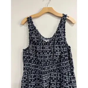 Universal Thread Navy Blue‎ Floral White Smocked Cotton Midi Dress Size Large thumbnail 3