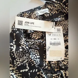ZARA Black and Cream Printed Mini Slip Dress NWT Size‎ M thumbnail 11