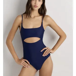 NWT Quince Deep Navy Blue Italian Cut Out One-Piece Swimsuit Sz Medium thumbnail 1