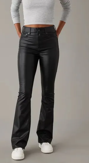 American Eagle Outfitters Womens Black Stretch Vegan Leather Pant Size 6 thumbnail 1