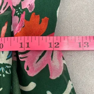 C/MEO Collective Elude Midi Dress Green Floral Front Ruffles‎ Halter Neck XS thumbnail 13