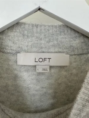 Loft Women’s Tie Hem Soft Crewneck Gray Sweater Size Large thumbnail 6