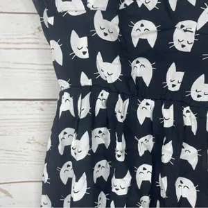 A.U.W. • Black Mini Dress • Cat Print • Medium • Padded • White Cats thumbnail 4