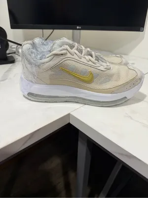 Nike Beige Athletic Sneakers with Gold Swoosh thumbnail 5