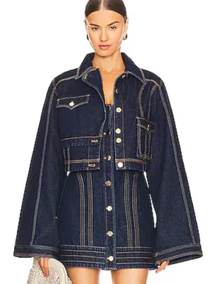 NWT Acler Valleybrook Jean Jacket Dark Indigo Blue Cropped Size US 2 * thumbnail 1