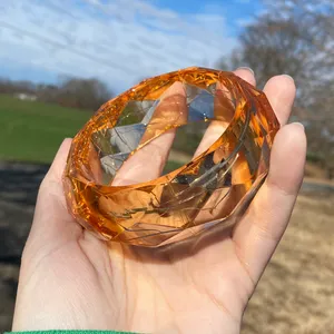 Vintage 60s Chunky Faceted Acrylic Bangle Bracelet thumbnail 1