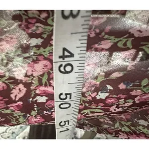 Entro Maxi Dress Sz L Floral Drop Waist Flowy V-Neck Burgundy Red Ditsy thumbnail 8