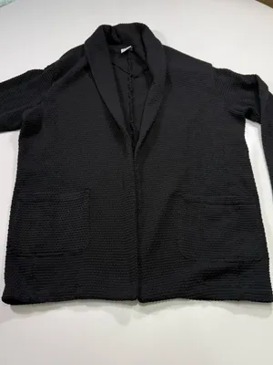 Zara Black Waffle Open-Knit Pocket Cardigan Size Medium thumbnail 2