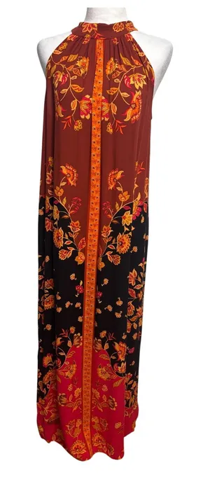 MSK Maxi Dress Womens M Multicolor Floral Halter Neck Boho Vacation Summer Party thumbnail 1