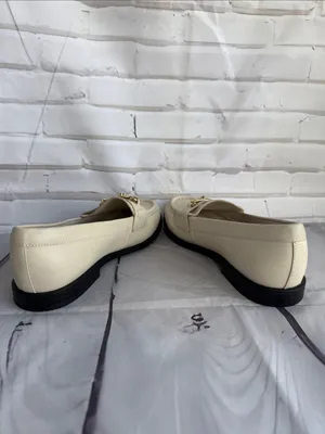 ALDO Laurea Cream Leather Loafers with Gold Chain Accent - NWOB thumbnail 5