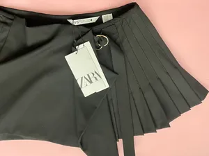 ZARA Mini Pleated Skirt Black thumbnail 4
