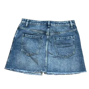 We The Free People‎ Zip It Up Mini Denim Skirt Size 29 Raw Hem Cotton Summer thumbnail 3