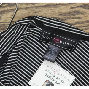 NWT Polly & Esther Juniors Striped Scoop-Neck Skimmer T-Shirt Black Stripe S thumbnail 5