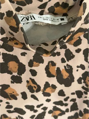 ZARA animal print mock neck bodysuit size Large thumbnail 3
