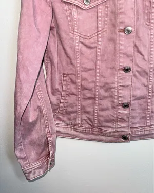 Maurices Blush Pink Denim Jacket Collared Button Front thumbnail 5