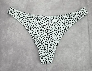 Black White Dots Thong Bikini Bottom Swimwear‎ Medium thumbnail 1