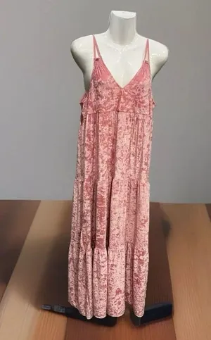 Aerie Velvet Dress Womens Size Medium Midi Tiered Babydoll Cottagecore Boho thumbnail 4