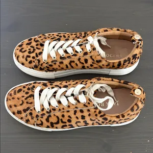 Jack Rogers Paige Platform Sneakers leopard print calf hair lace up Size 7‎ thumbnail 2