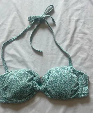 Time and Tru Teal Patterned Bandeau Bikini Top Blue thumbnail 1