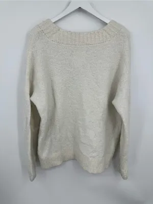 Aerie Cream V Neck Sweater Size Medium Oversized Boho thumbnail 2
