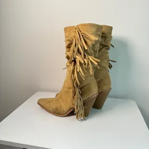 Pretty Little Thing- Tan Boots with Fringe thumbnail 2