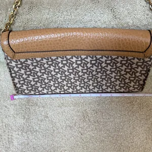 DKNY Shoulder Bag Brown Monogram Logo Pebbled Leather Y2K Baguette Women‎ Small thumbnail 7