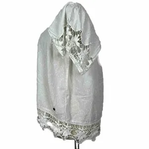 Roxy Crochet Lace Swiss Dot Top Womens Small White Off Shoulder Boho Peasant‎ thumbnail 5