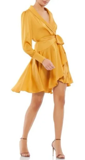 Mac Duggal 70135 Bishop Sleeve Wrap Dress‎ - Size 4 - Marigold - NWT thumbnail 1