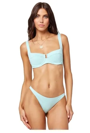 L*Space Camacho Pacifica Blue Ribbed Bikini Swimsuit Bottoms Size Medium thumbnail 1