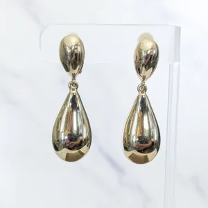 Vintage Clip On Earrings Statement Gold Tone Dangle Chunky thumbnail 1