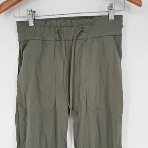 Lululemon Align Ribbed Jogger Pants Olive Green Size 4 Drawstring Pockets thumbnail 3
