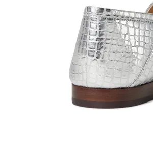 NEW $150 Sam Edelman Loraine Leather Loafer Soft Silver Snake Skin 6.5 Slip On thumbnail 5