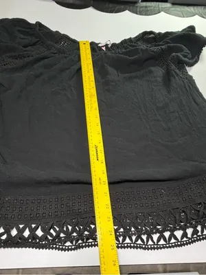 Victoria's Secret Black Off-Shoulder Crochet Trim Top thumbnail 5