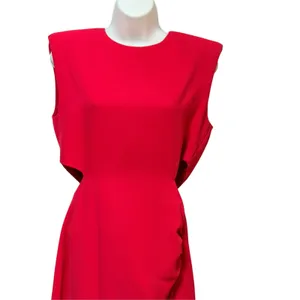 Zara Womens Pink Padded Shoulder Cut Out Side Slit Maxi Dress XS thumbnail 6