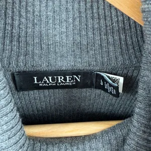 Lauren Ralph Lauren women’s faux leather trim ribbed turtleneck pullover size L thumbnail 2