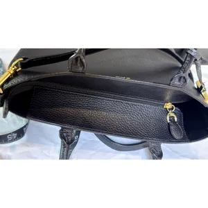 Lauren Ralph Lauren Andover Black Pebbled Tote Satchel Crossbody Bag Gold RLL thumbnail 8