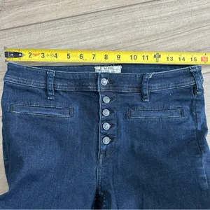 Free People Kaye Button Fly Mid Rise Flare Dark Wash Denim Jeans 28 thumbnail 8