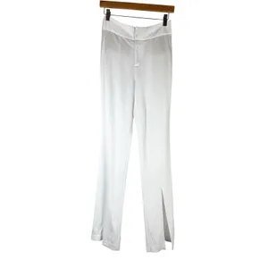Alice + Olivia Jody Satin High-Waist Slit Front Pant White Size US 2 thumbnail 4