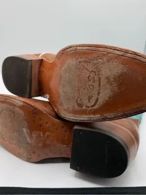 J.B. Dillon Womens 7.5B Turquoise Brown Leather Western Cowboy Boots USA thumbnail 10